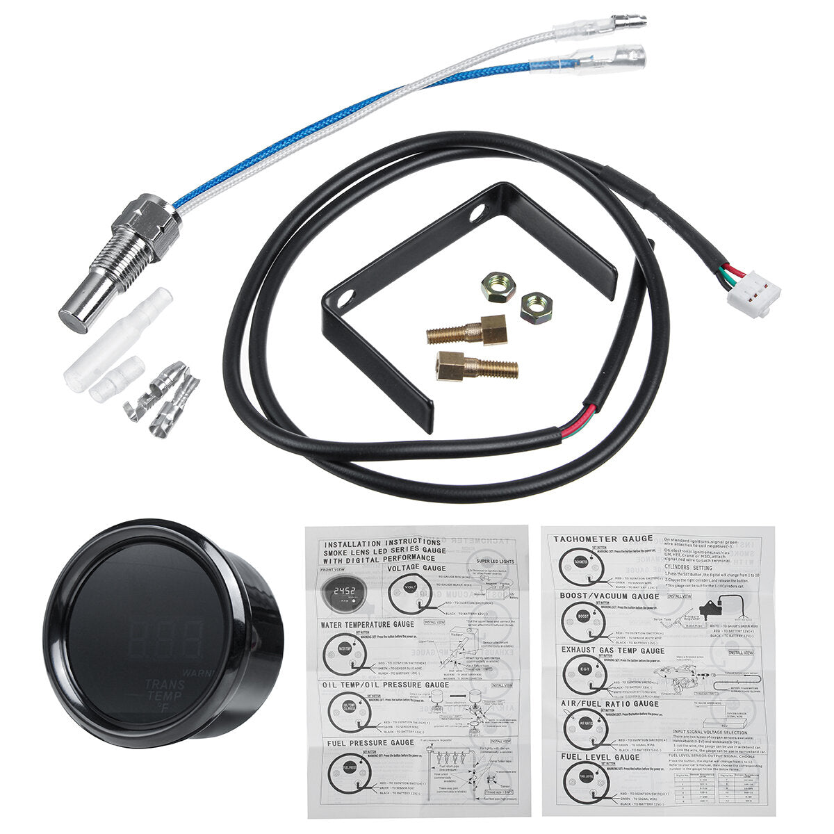 2'' 52mm Auto Trans Temperature Gauge Digital LED Car Meter & Sensor Fahrenheit