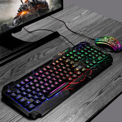 104 Keys Wired Keyboard & Mouse Set 4D RGB Backlight Gaming Keyboard 1600DPI Ergonomic Mouse