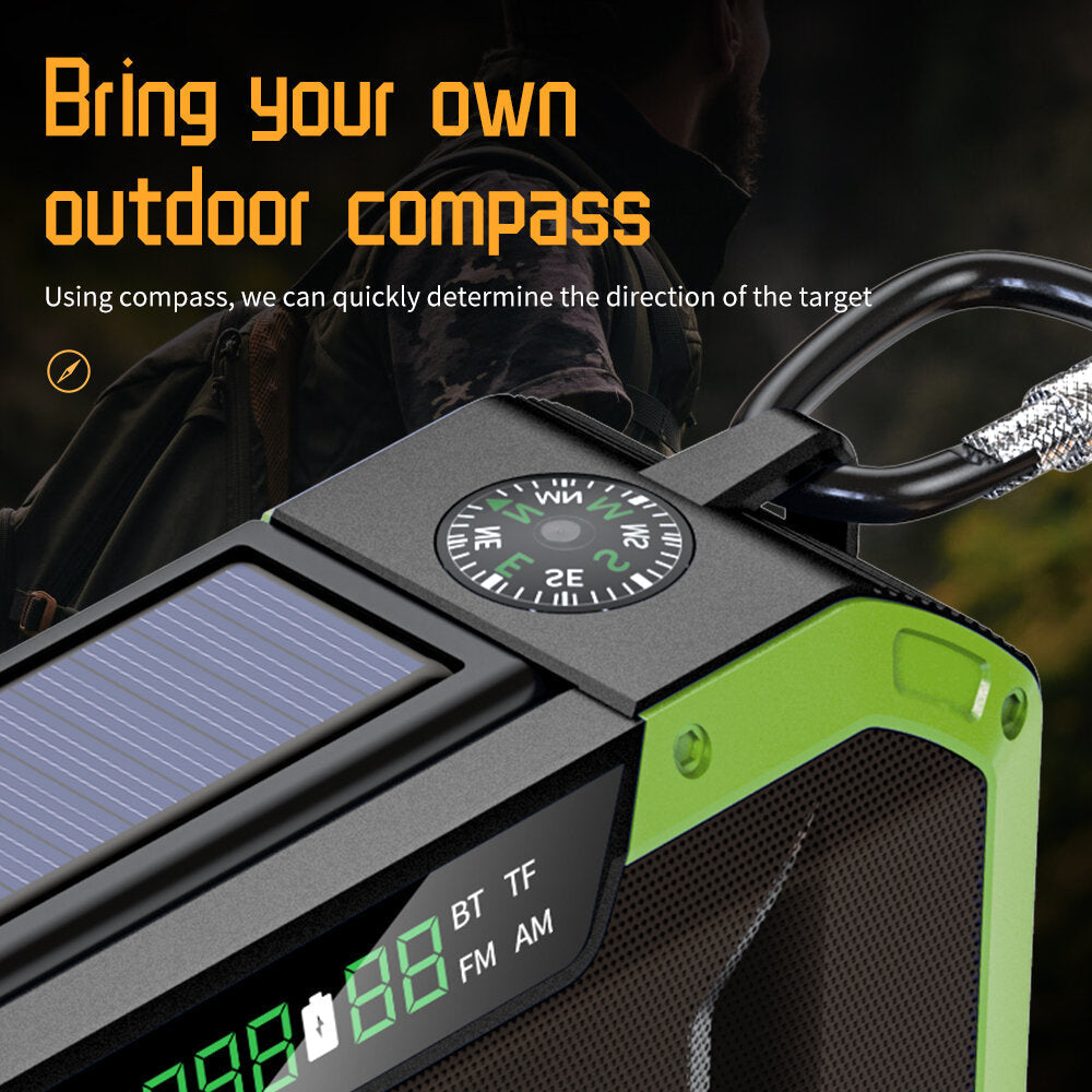 Bluetooth Speaker Portable with Solar Energy 5000mAh Power Bank Flashlight Radio Speaker IPX6