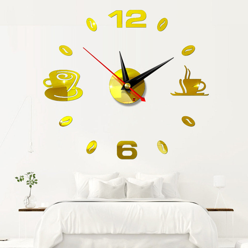 DIY Wall Clock Acrylic Mirror Sticker Self-Adhesive Home Decoration 3D