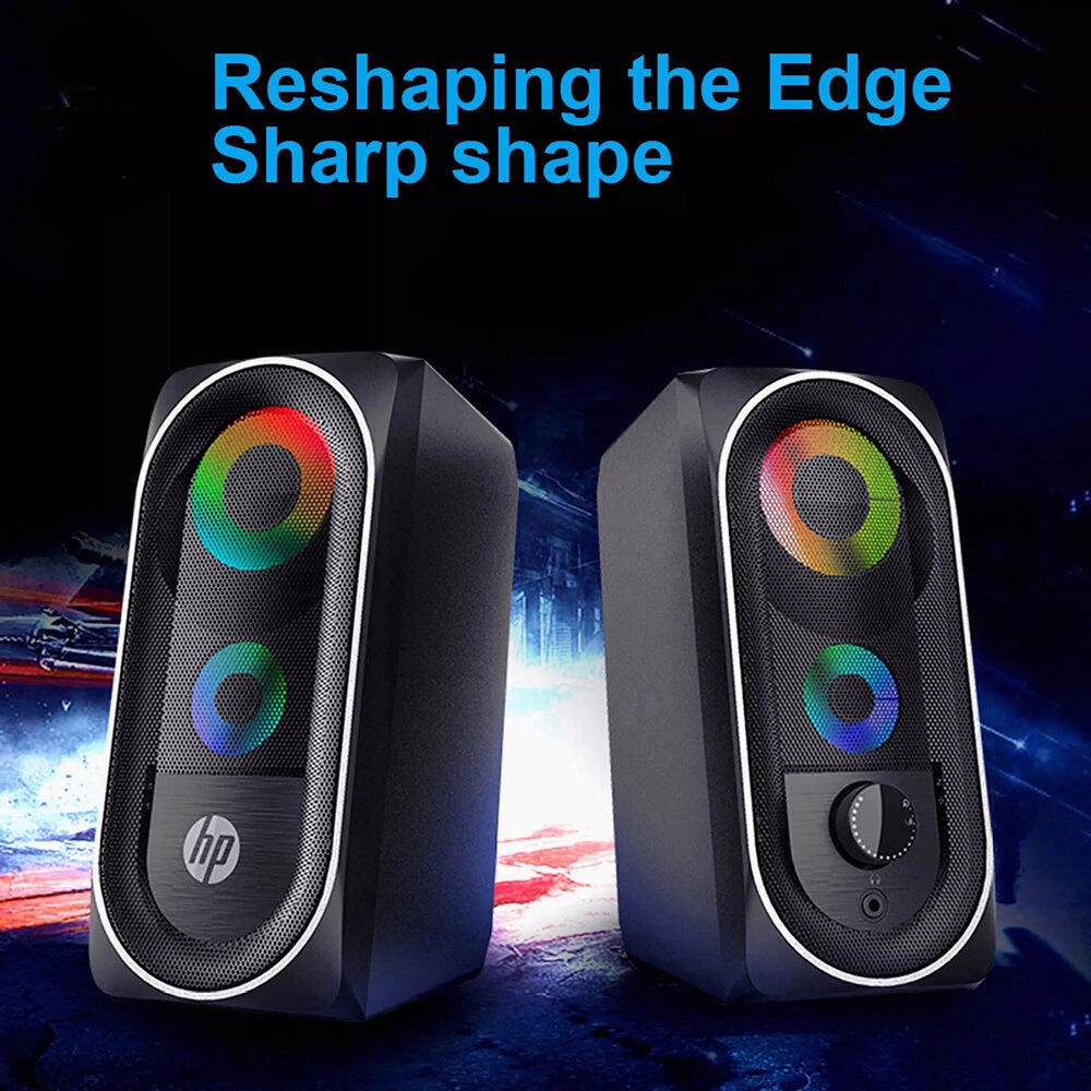 Mini Speaker Deep Bass RGB Streamer Light Effect 3.5mm USB Powered Desktop Loudspeaker for Laptop Computer Phone