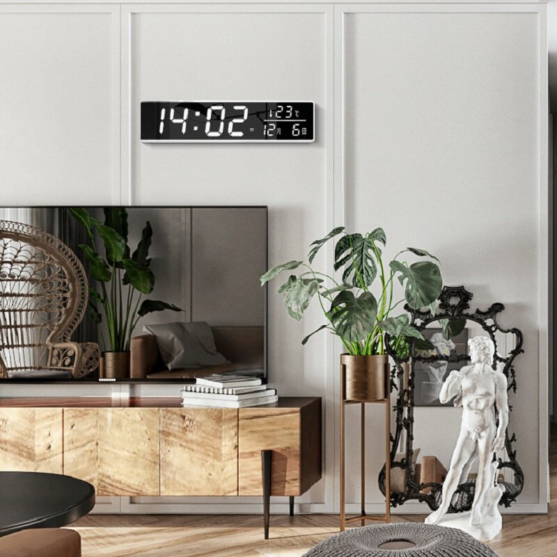 DC 5V LED Mirror Electronic Small Alarm Clock Digital Music Desktop Clock Rectangular Multifunctional Clock