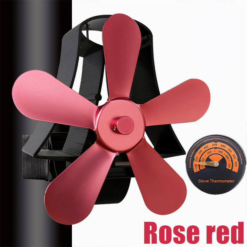 Fireplace Fan 4 Blade Heat Powered Stove Fan komin Log Wood Burner Eco Friendly Quiet Fan Home Efficient Heat Distribution Black