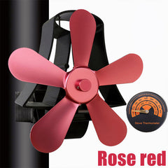 Fireplace Fan 4 Blade Heat Powered Stove Fan komin Log Wood Burner Eco Friendly Quiet Fan Home Efficient Heat Distribution Black