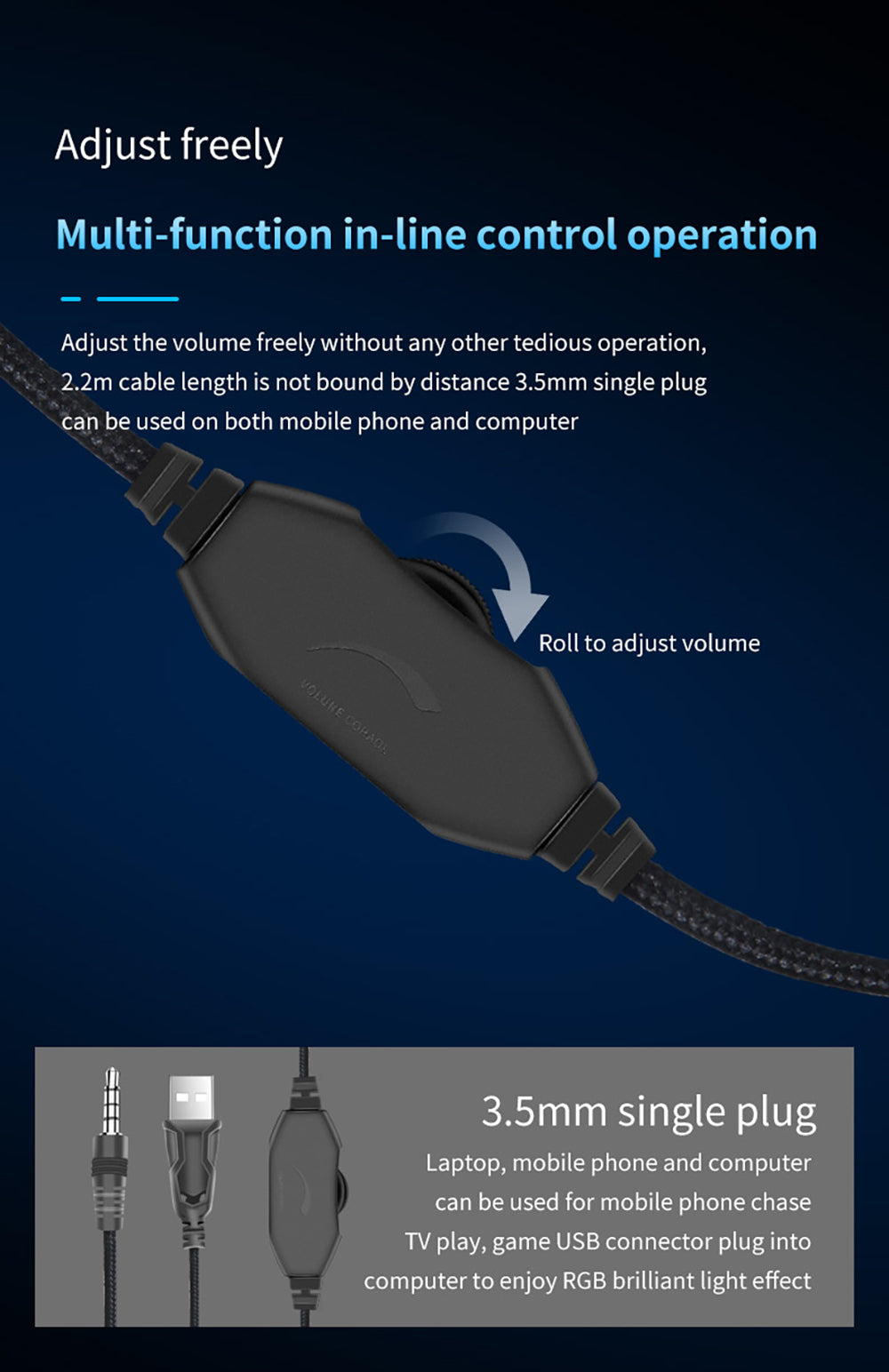 Gaming Headset 7.1Virtual Surround Sound 40mm Driver Unit Brilliant RGB LED Light Noise Reduction Mic for PS3/4 PC Laptop