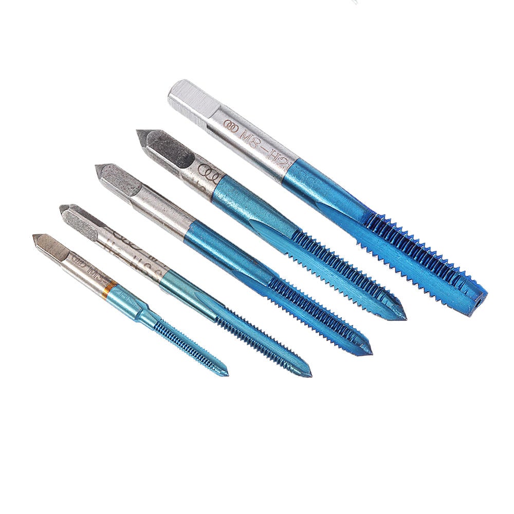 5Pcs M3-M8 Blue Coated Machine Screw Tap Drill Set Straight Flute Metric Thread Tap Drill Bit