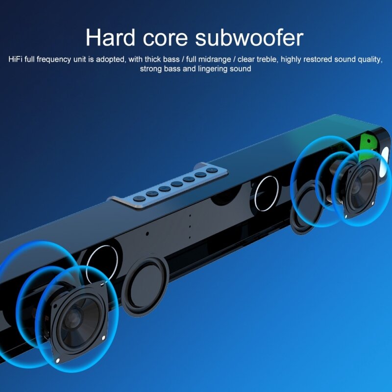 Bluetooth Speaker Soundbar Stereo Home 20W Theater Soundbar Rectangle RGB Colorful Bluetooth Speaker with Remote Control