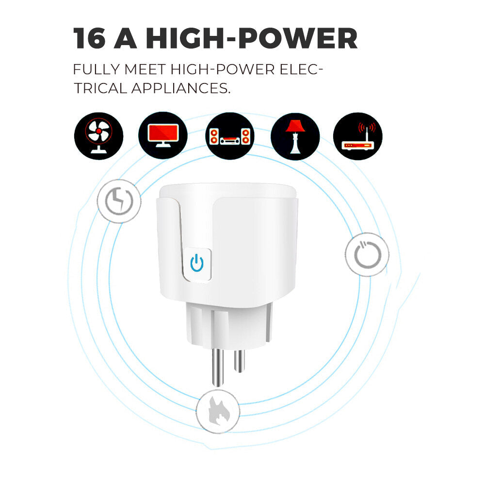 WiFi Smart Socket Switch 16A EU Plug Mobile APP Remote Control Voice Control Switch