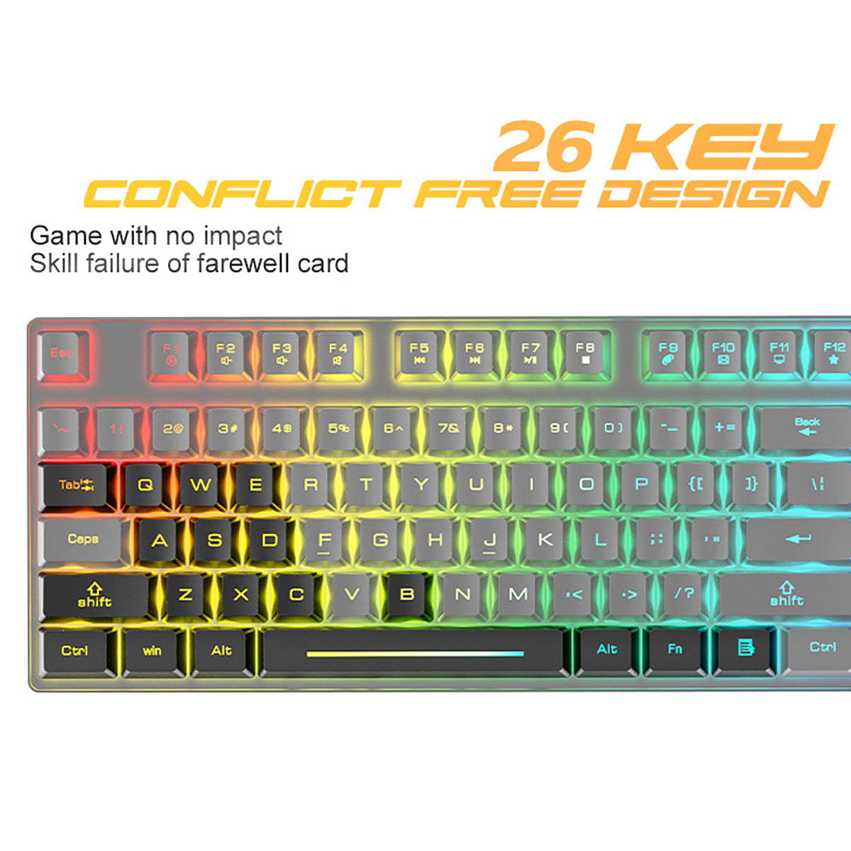 104 Keys Gaming Keyboard USB Wired RGB Luminous Backlight Mechanical Feel Keyboard for Computer PC Laptop