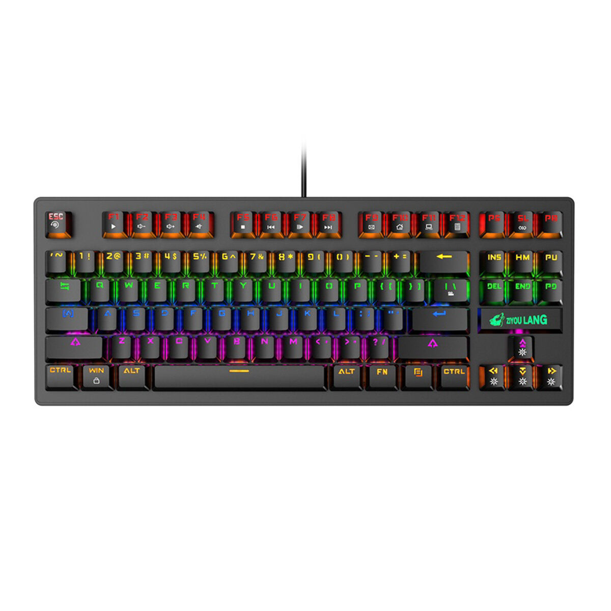 87 Keys Mechanical Keyboard Wired Rainbow Backlight Blue Switch Gaming Keyboard for Laptop Computer PC Gamer