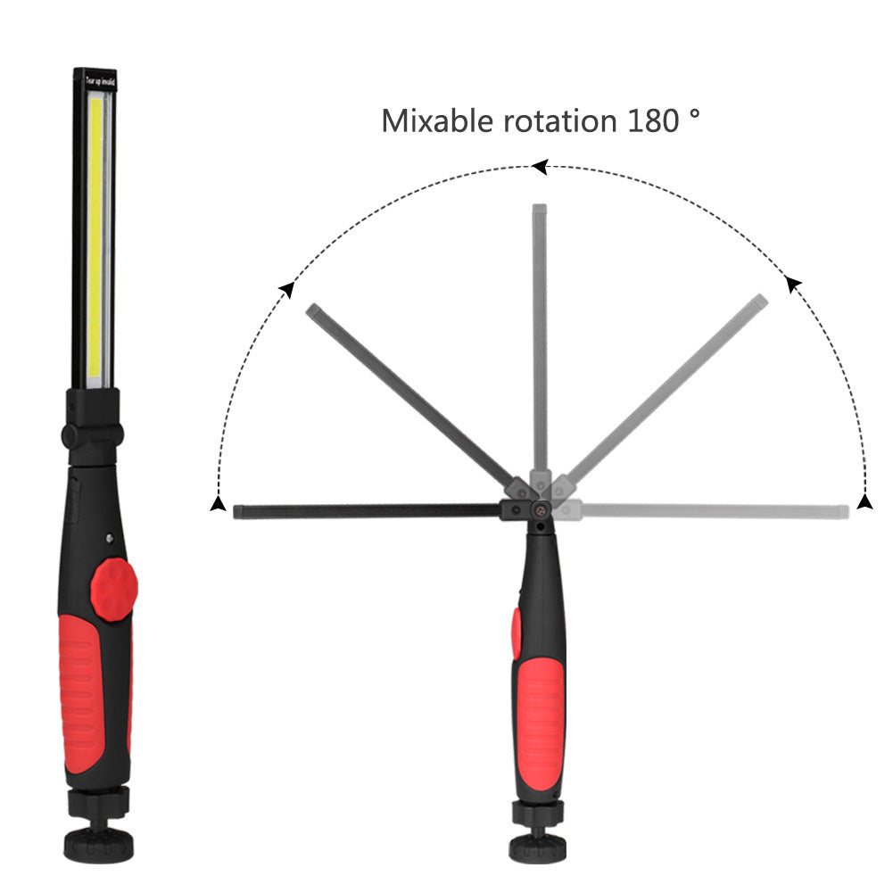 Rotated Foldable Magnetic USB Rechargeable COB LED Flashlight COB Work Light