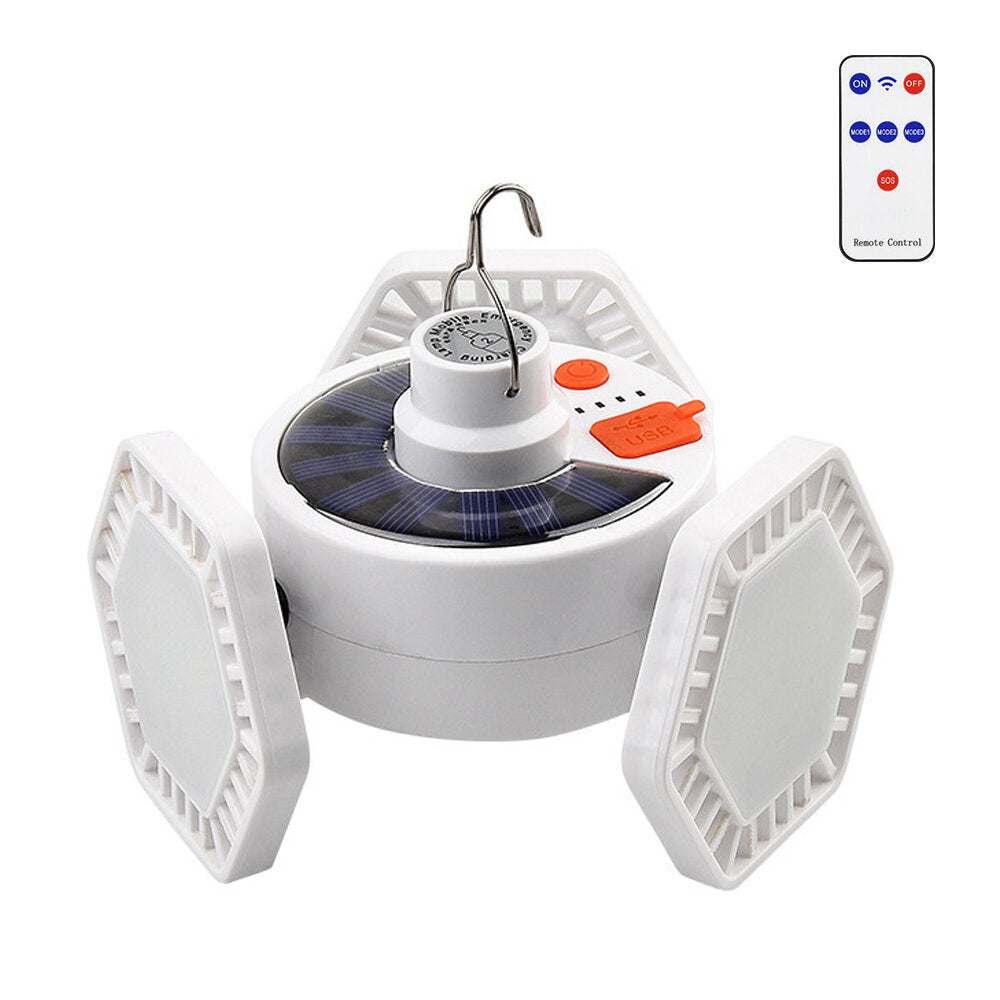 126LED Solar Camping Light USB Rechargeable Emergency Night Light Outdoor Lamp with Remote Controller