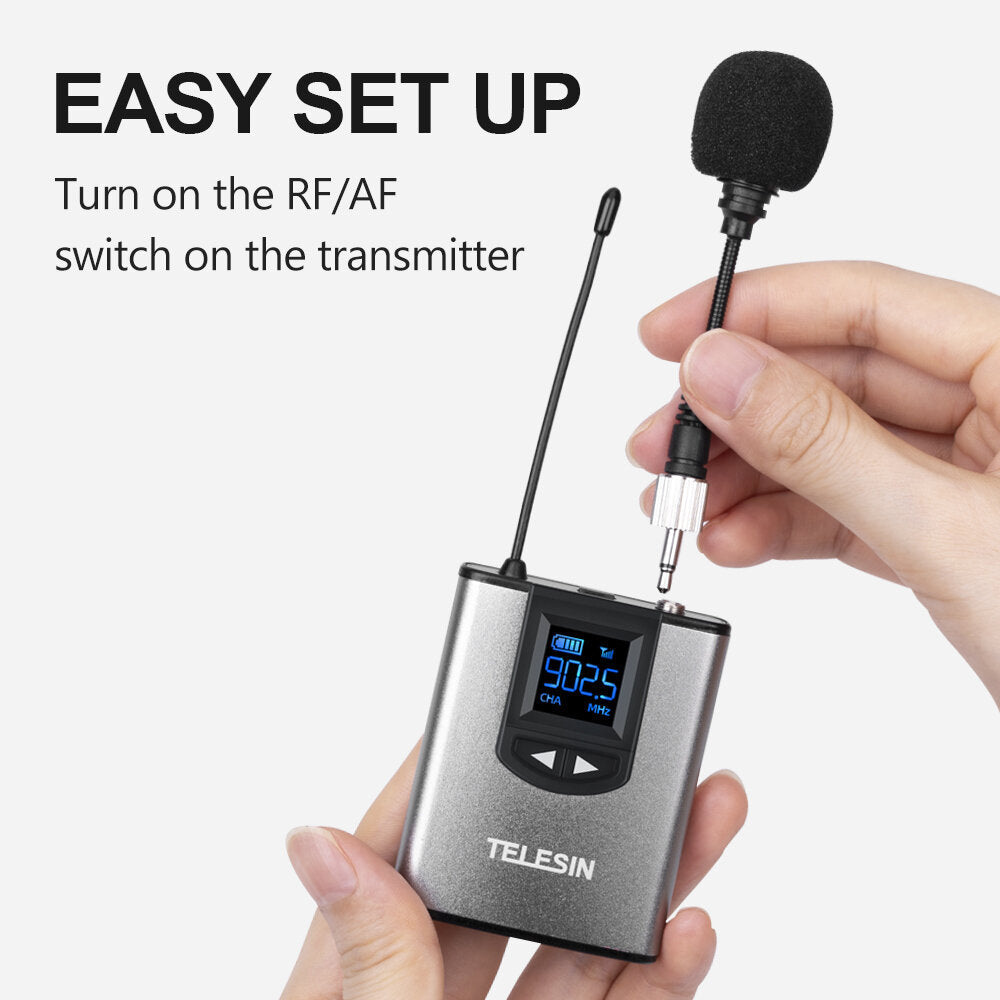 UHF Wireless Lavalier Microphone 50m Mic Handheld + Headset for Live Stream Teaching Recording
