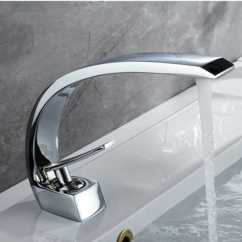 Creative Simple Bathroom Basin Faucets Hot Cold Single Hole Copper Faucet Washbasin Tap for Kitchen Water