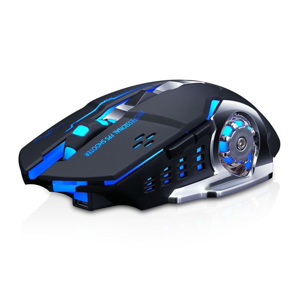 Wireless Rechargeable Mouse 2400DPI Bluetooth5.0+2.4G Dual Mode 4 Buttons Home Office Mouse with LED Backlit for Laptop PC Notebooks