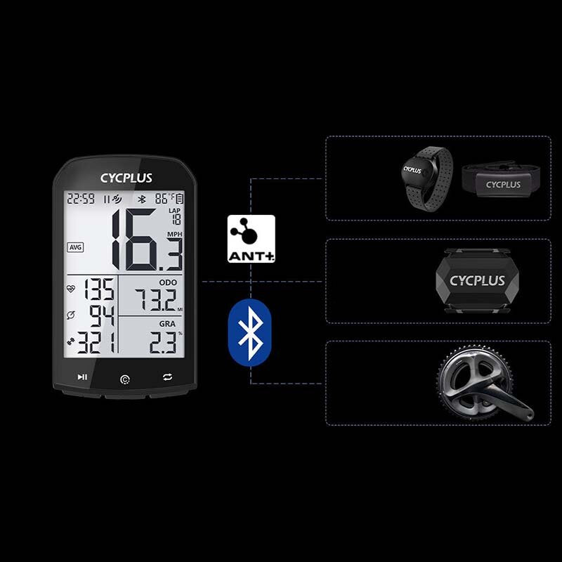 GPS Bicycle Computer Wireless With ANT+ Cycling Speedometer Waterproof LCD Backlight Bike Odometer Stopwatch For MTB Road Cycle/City Bike