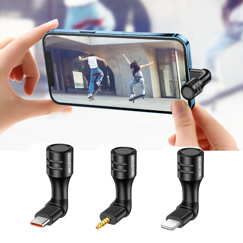 3.5mm/Type-C Plug and Play Condenser Wireless Stereo Microphone for Mobile Phone iPhone 12 Samsung Galaxy Note S20 ultra Huawei Mate40