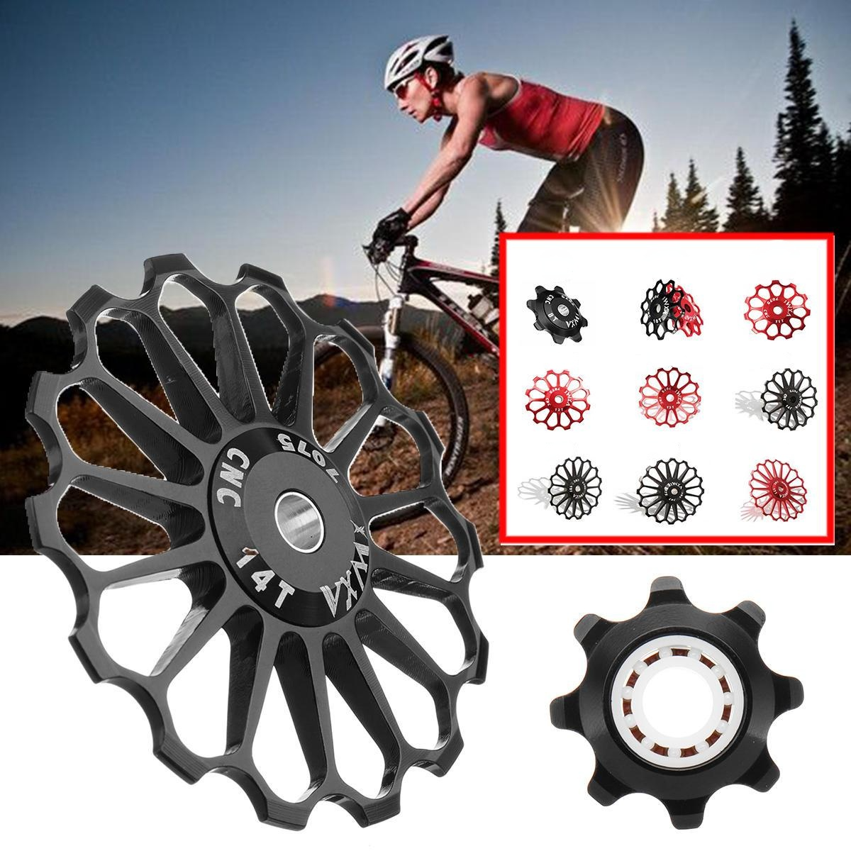 Aluminum Alloy Bicycle Derailleur Pulley Wheel Cycling Guide Roller Ceramic Bearing