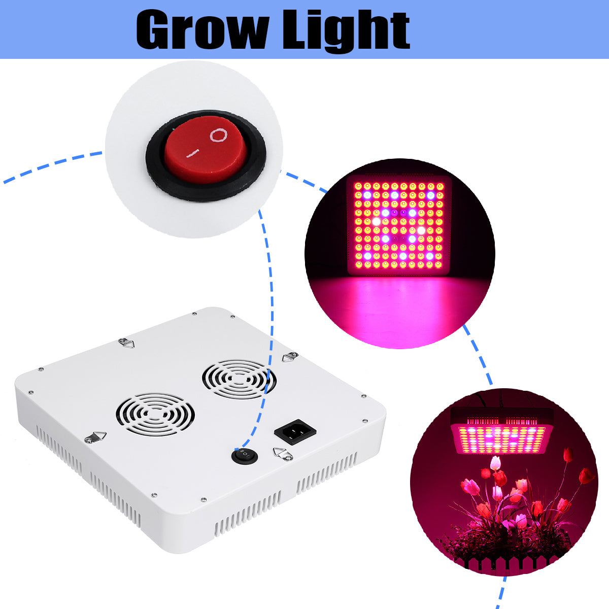 Full Spectrum LED Grow Light Growing Lamp For Hydroponic Plant + 2 Fan New