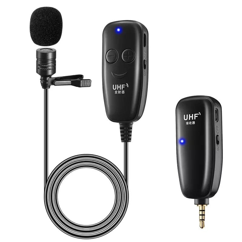 UHF Wireless Lavalier Microphone with Lapel Mic Transmitter & Receiver for Computer Speaker Phone DSLR Camera