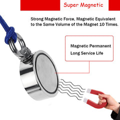 100KG-300KG Salvage Strong Neodymium Magnet With 10M Rope Salvage Recovery Magnet