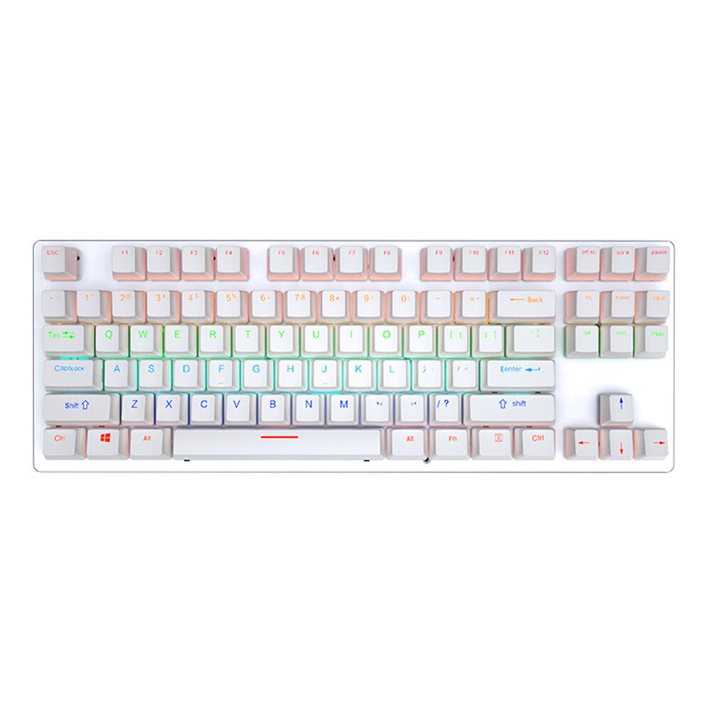 Mechanical Keyboard 87 Keys Suspended Translucent Keycaps Blue/Red Switch Colorful Backlit USB Wired Gaming Keyboard for Desktop Laptop Gamer