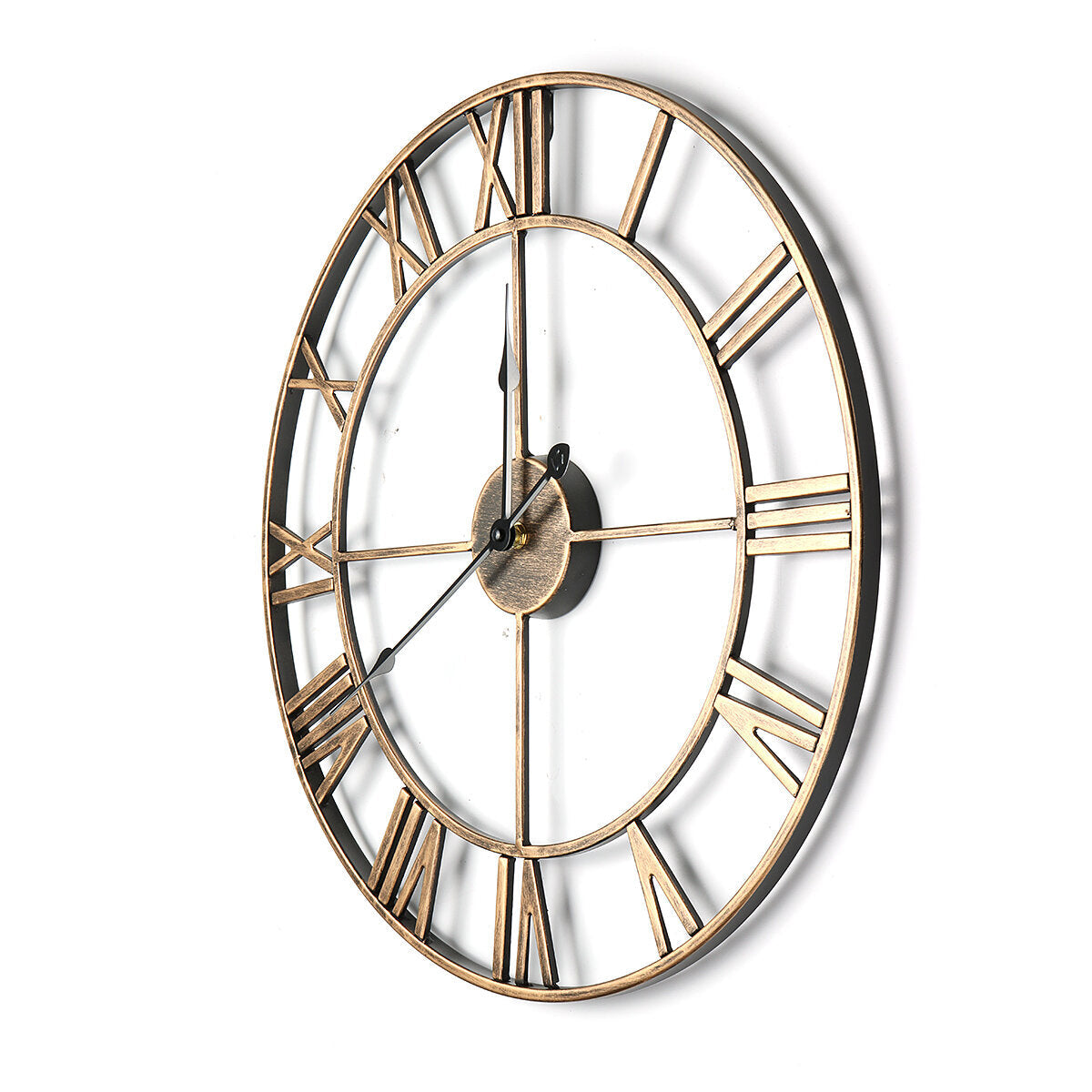 Large Skeleton Clock Style Mirroed Wall Clock Shabby Vintage Chic Roman Numerals