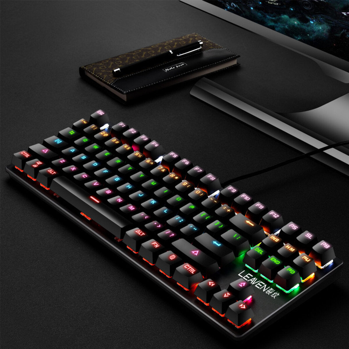 87 Keys Wired Mechanical Keyboard Blue Switch Waterproof 19 RGB Backlight Gaming Keyboard for Windows XP/7/8/10