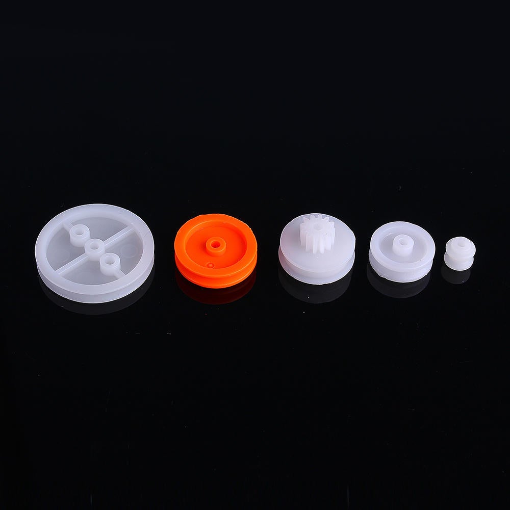 84pcs Pulley Plastic Gears Kit Rubber Band Pulley Belt Shaft Robot Motor Bevel Set