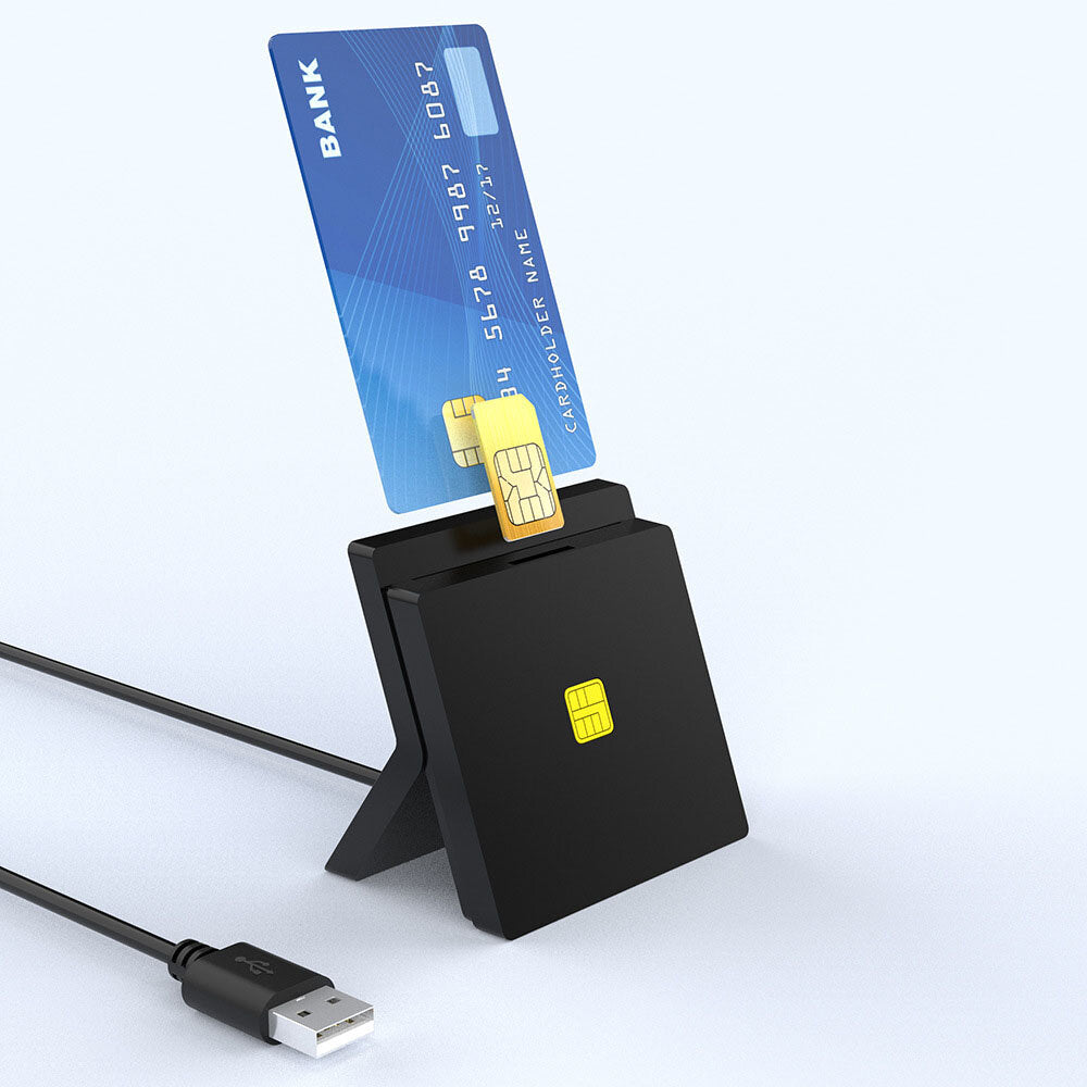 USB 2.0 Smart Card Reader 2-in-1 CAC ID SIM Card Reader