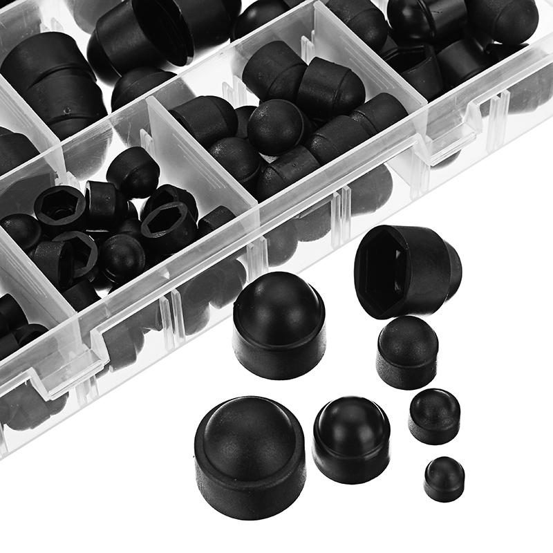 M4/M5/M6/M8/M10/M12 Black Nut Bolt Cover Hexagonal Bolt Cap Rubber Cap 145Pcs