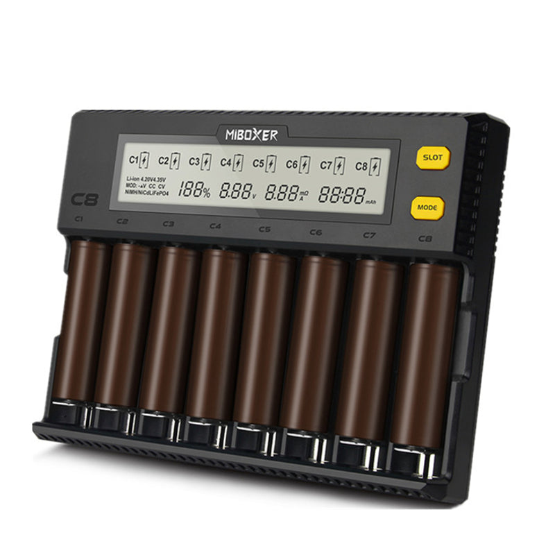 8 Slots Rapid Smart AA AAA 18650 Battery Charger Current Optional Overcharging Protection Adjustable Slots For Most Batteries