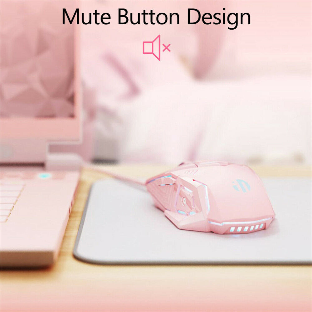 Wired Gaming Mouse Pink/ Black Gaming Mouse 7 Programmable Buttons Silent Click 4 Levels Adjustable DPI Mice for PC Laptop