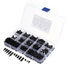 M3NH17 780Pcs M3 Nylon Screw Black Hex Screw Nut PCB Standoff Spacer Column Assortment Kit