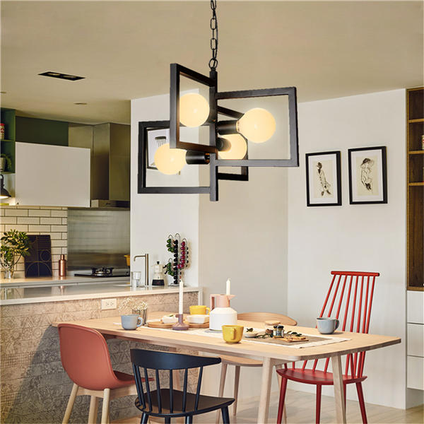 4 Heads Industrial Pendant Light Chandelier Ceiling Lamp for Kitchen Room Office AC110-250V