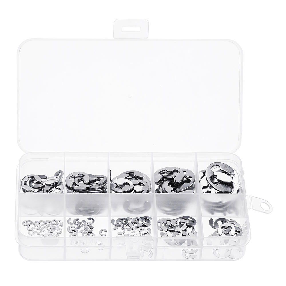 Stainless Steel E-Clip External Retaining Snap Ring 1.5-10mm Assortment Set 120Pcs