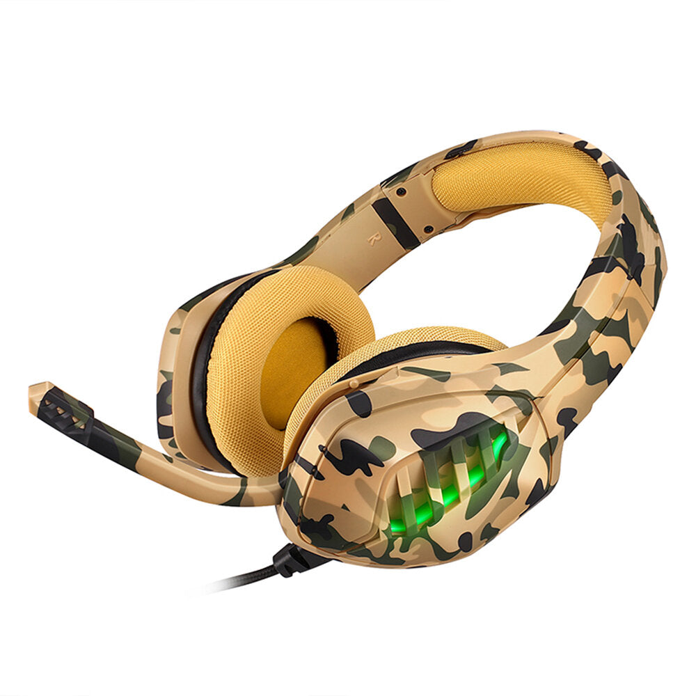 Camouflage Color Gaming Headset 50mm Driver Unit RGB Light Noise Reduction 3.5mm USB Port for PS4 PC Xbox One Switch