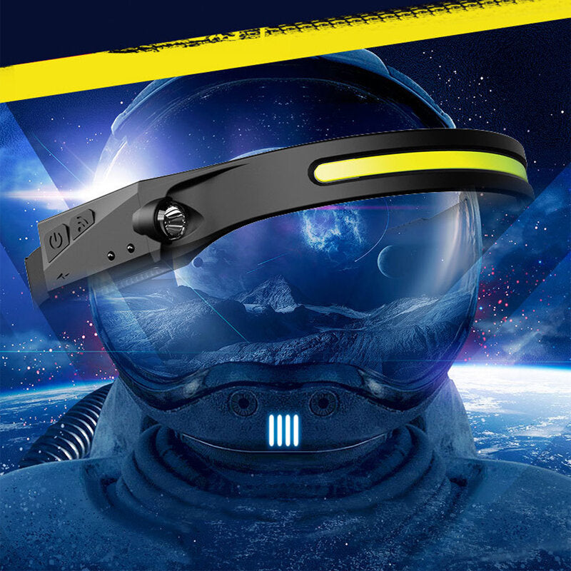 Wave Sensor 270 Wide Range 350LM LED Headlamp USB Rechargeable Head Torch COB Outdoor Cycling Adventure Fishing Flashlight Bike Headlamp