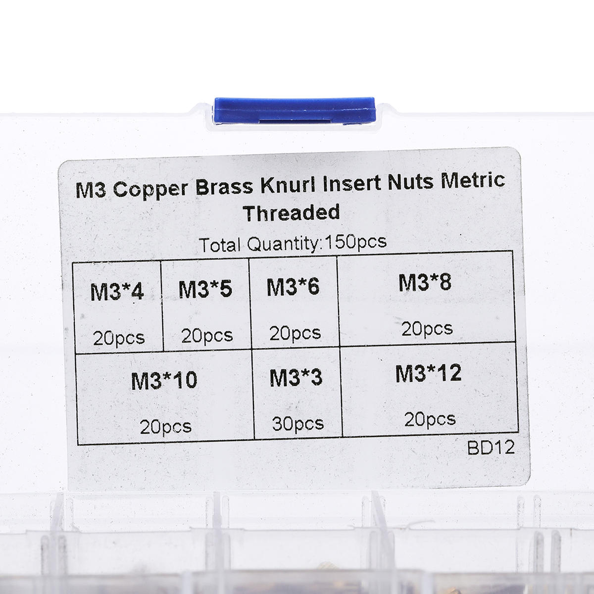M3BN5 150Pcs M3 Knurled Brass Threaded Insert Nut Female Thread Embedment Nuts Assortment