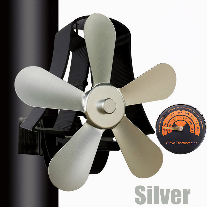 Fireplace Fan 4 Blade Heat Powered Stove Fan komin Log Wood Burner Eco Friendly Quiet Fan Home Efficient Heat Distribution Black