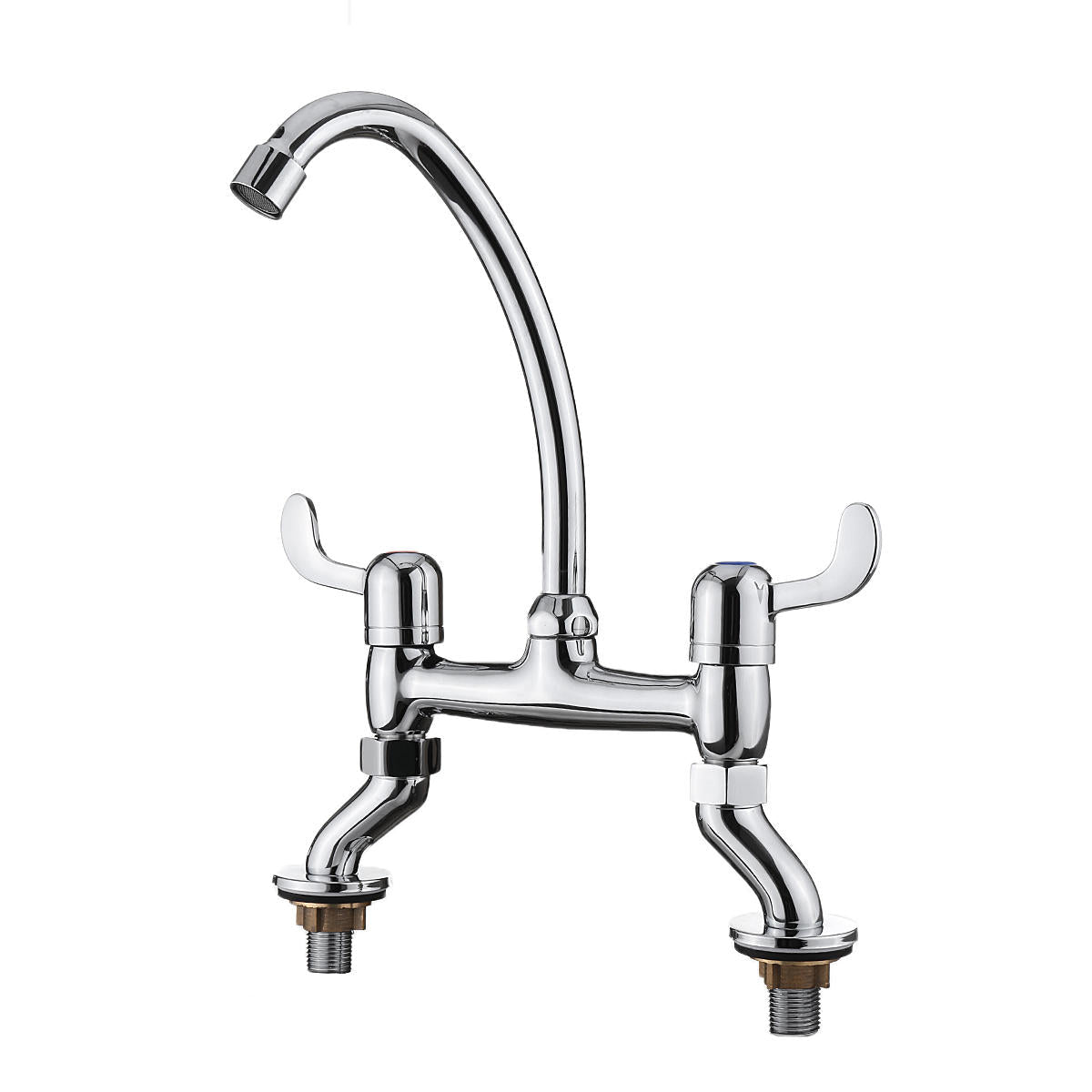 Hot Cold Water Dispenser Basin Sink 360 Degree Swivel Dual Lever Deck Mount Spout Faucet