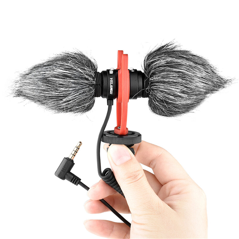 Microphone Double Directional Noise Reduction Recording for Mobile Phone DSLR Interview Broadcast Vlogging YouTube