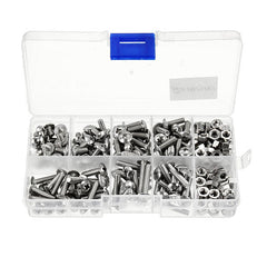 M4SP1 M4 Stainless Steel Phillips Round Head Screws Bolts Nuts Assortment Kit 250Pcs