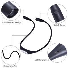 LED Book Light USB Rechargeable Halter Three-speed Adjustment Reading Lamp Portable Button Models Reading Night Lights