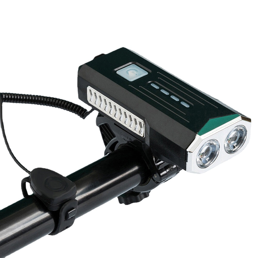 Bicycle Headlight Super Bright 3 Modes USB Rechargeable Bike Front Light with 120dB Horn Bell Power Bank