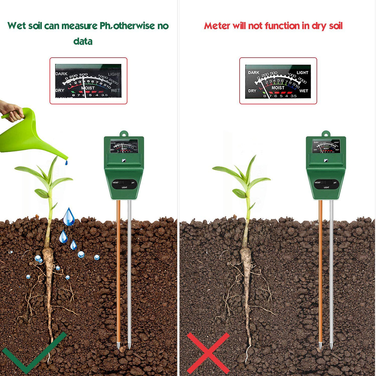 3 in 1 PH Sunlight Hydroponics Analyzer Smart Wood Soil Moisture Meter Sensor Kit