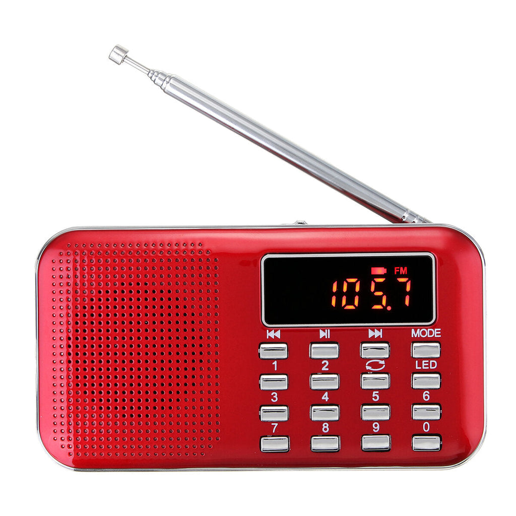 FM AM Radio Digital LCD Supper Bass Mini Speaker AUX USB TF LED Light