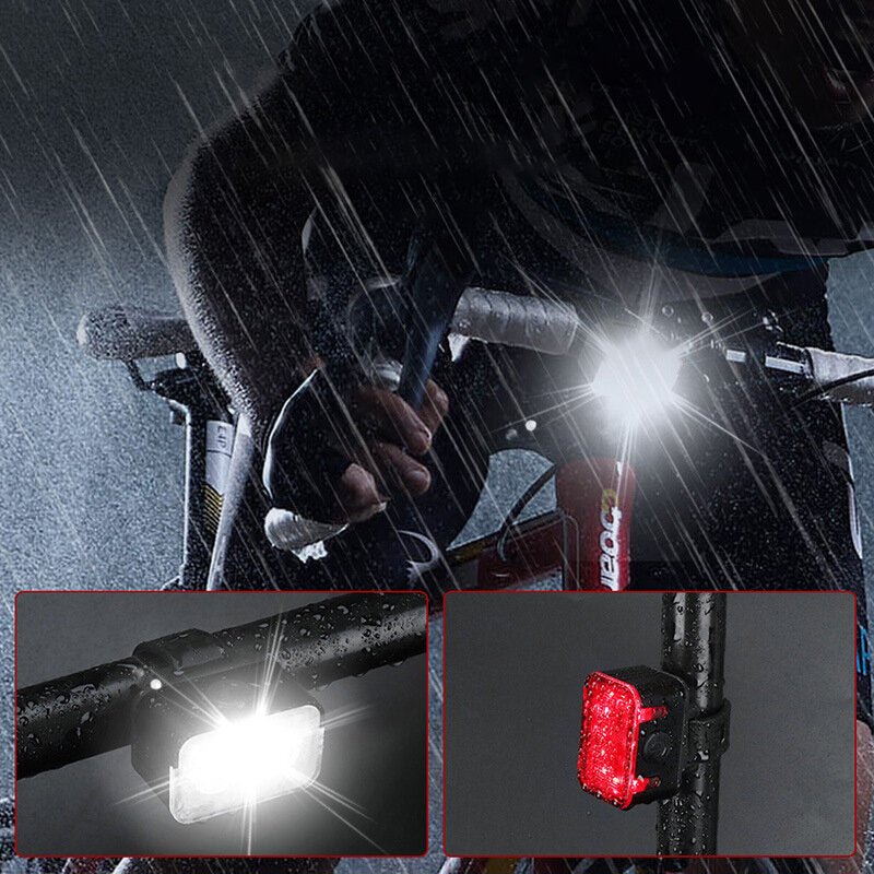 2PCS L6 300lumen 200M Bike Headlight + Taillight TYPE-C Rechargeable IPX6 Waterproof Aluminium Alloy Bike Light Set