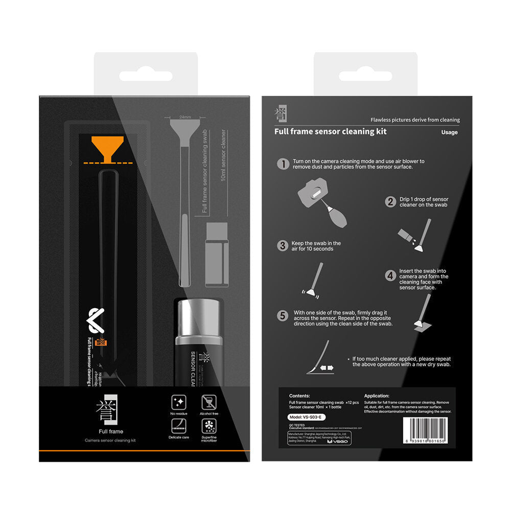 Camera Lens Cleaning Kit 12Pcs 24mm Cleaning Swab and 1Pcs 10ml Sensor Cleaner for Camera Mobile Phone Computer Microscope