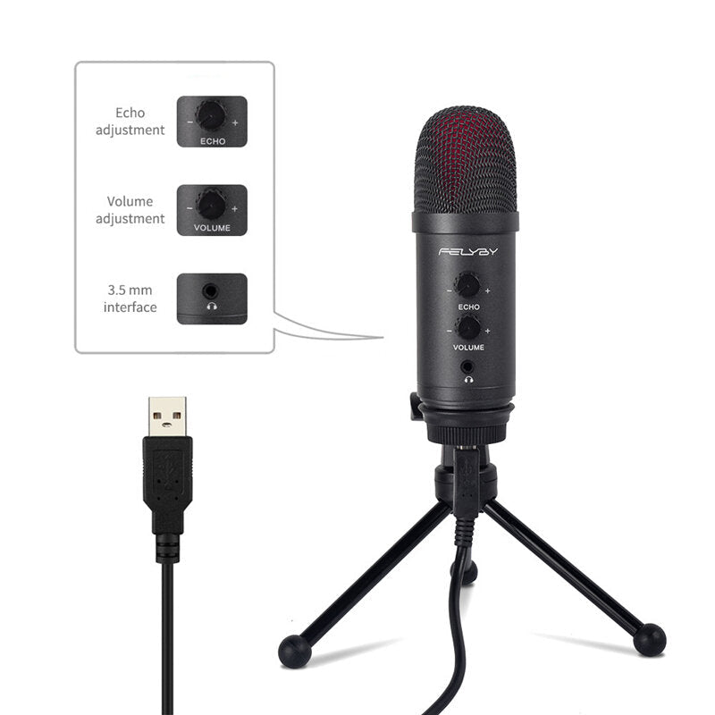 Condenser Microphone for Voiceover Work Online Singing Voice Overs USB Notebook PC Mic